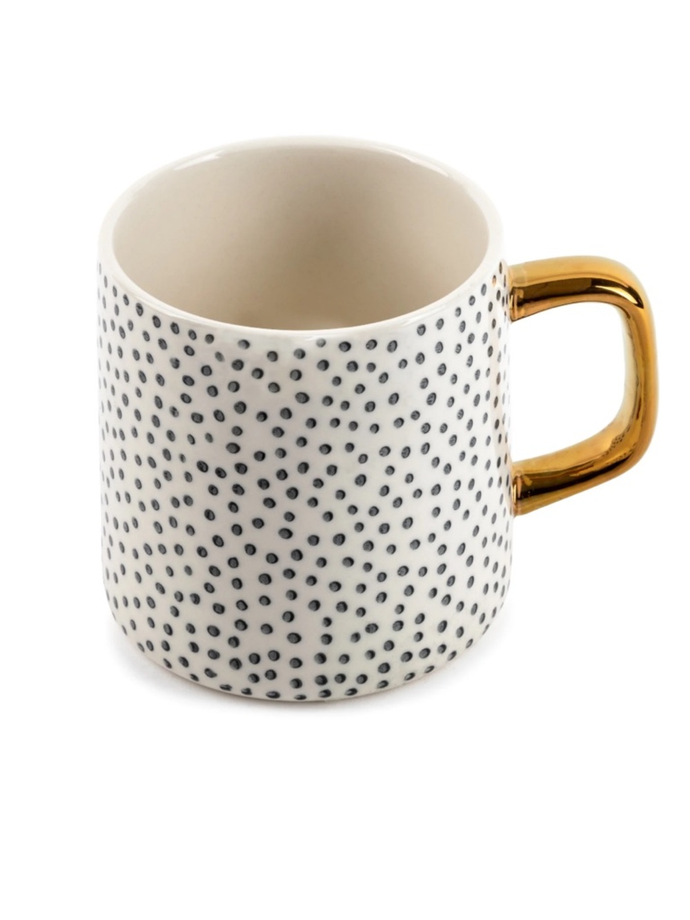 Thyme & Table Off White Ceramic Dot Pattern Mug with Gold Handle